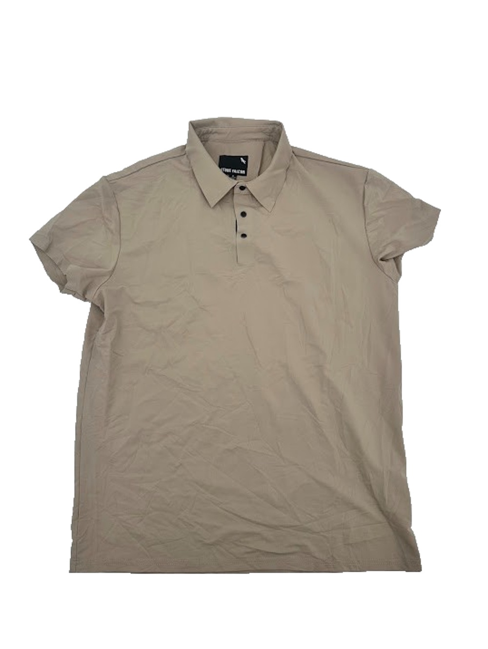 Stone Falcon Tan Brown Performance Polo Snap Button Shirt Nylon Men's Size M